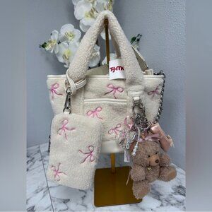 Madden Girl Sherpa Bow Mini Tote